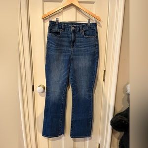 NWOT American Eagle Super Stretch Boot Cut High Rise Dark Wash Jeans SHORT 8